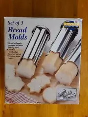VTG Kitchen Collection Set of 3 Tin Steel Bread Molds Recipes Flower Heart Star