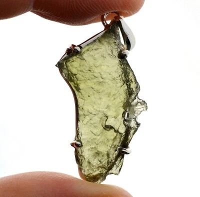 Moldavite - 22 Carats - Tektite Pendant - Czech Republic - Silver 925