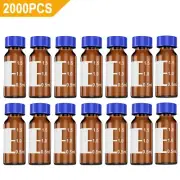 2000x Autosampler Vials 2ml HPLC 9-425 Amber Sample Glass Bottles 9mm Screw Caps