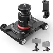 NEEWER Camera Slider Dolly with Ball Head & Phone Clamp,4 Wheeled Tabletop Dolly