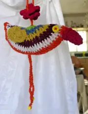 HANDMADE COLORFUL WOOL CROCHETED BIRD DOLL ONE OF A KIND DIRECT FROM ARTIST GIFT