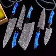 HANDMADE DAMASCUS STEEL CHEF KNIFE SET KITCHEN KNIVES CHEF SET full tang EDC 31