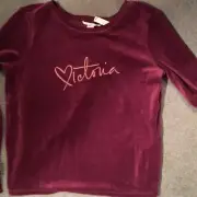 NEW $43 VICTORIA'S SECRET VELOUR OPEN CROSS-BACK PULLOVER SLEEP TOP KIR(PLUM) S