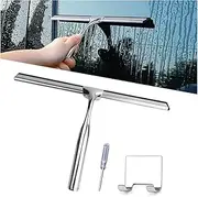 Mandark All-Purpose Shower Squeegee for Car, Automotive Windshield Scraper with Adhesive Hook, Vehicle Window & Mirrors Cleaner Tool Accessories, Universal for SUV Sedan Truck (Silver)