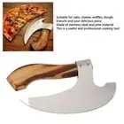 Pizza Cutter Slicer Knife Axe Viking Pastry Pie Cake Stainless Steel Baking Wood