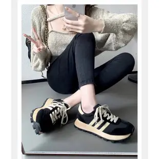 ♥️威力寶媽♥️韓國版型設計增高4cm線條慢跑鞋運動休閒鞋阿甘鞋類N字鞋35-40加大尺碼