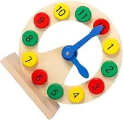 LALADEFIEE Boys and Girls Cognitive Educational Toy 1pc Wood Clock Shape Number Clock Toy