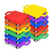 12 Pcs Sports Scooter Board with Handles Non-Marring Plastic Casters Floor Sc...