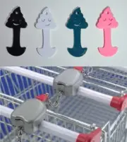 3 x Poop Shopping Trolley Token Keys - Black, White, Green, Pink - Removable