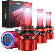 Torchbeam HB3 H11/H8/H9/H16 Fog Lights, 72000LM HB3 H8/H9 Bulbs with 360° Adjustable Ring, Cooling Fan and U-Shape Cooling Tube, 6500K White, 3 Mins Installation, Pack of 4