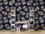 3D Skull Seamless Wallpaper Wall Mural Removable Self-adhesive 267