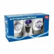 SET OF 2 FREMANTLE DOCKERS AFL SPIRIT GLASSES WITH POURER
