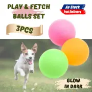Glow in the Dark Fetch Ball 5.5cm Pet Training Rubber Glow Ball Value Set 3pce