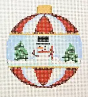Hand-painted Needlepoint Canvas, Snowman Ornament 3 1/4" Round, 18m, NEW