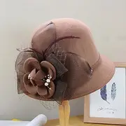 Women's Party Hat Party Wedding Special Occasion Flower Flower Camel Black Hat White Gray Fall Winter Spring