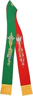 [BLESSUME] Church Reversible Stole Priest Pastor Stole Grape Chalice Dove Embroidery
