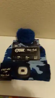 Nightowl Incognito Youth Rechargeable LED Beanie New Blue Camo Knit Safety Light