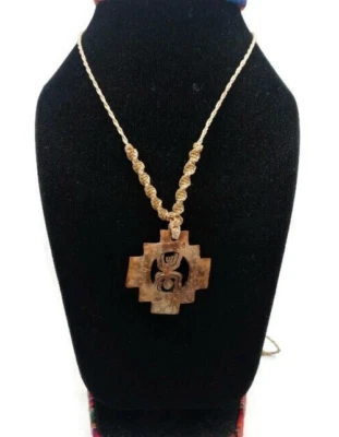 Unisex Necklace Woven in Macrame Chakana Inca Thread Spider Design