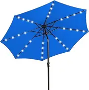 JEAREY Upgrade 9FT LED Lighted Patio Umbrella, Solar Outdoor Umbrella, Tilt Table Umbrella for Pool(Royal Blue)