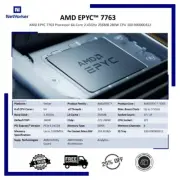 New - AMD EPYC 7763 Processor 64-Core 2.45GHz 256MB 280W CPU 100-000000312