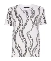 Versace Jeans Couture Chain Couture Printed Crewneck T-Shirt XXS,S,XL,XS,L,M White/Black
