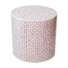 Bone Inlay Round Drum Side Table Pink Mughal Pattern Modern 50x50x60cm