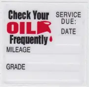20 STATIC CLING OIL CHANGE REMINDER STICKERS DECALS * FREE SHIPPING