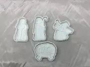 Nativity Cookie Cutter With Embosser Stamp 8 pieces Set 4 cutters + 4 embossers