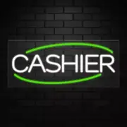 Cashier Sign for Business Displays | LED Flex Neon | 32"W x 13"H x 1"D