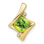 10k Yellow Gold Peridot and Real Diamond Pendant