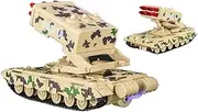 Die-cast Alloy Diecast 1:32 TOS-1A T34 99A Tank Rocket Model Car Military Models Sound Light Pull Back Exquisite Collection Miniature Vehicle(T34 Desert Yellow)