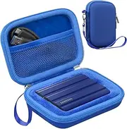 Lacdo Hard Carrying Case for Samsung T7 Shield / T7 / T7 Touch Portable Solid State Drives 500GB 1TB 2TB 4TB USB 3.2 External SSD Hard EVA Shockproof Storage Travel Bag, Blue