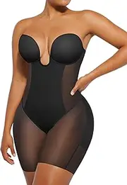 [SHAPELLX] Strapless Shapewear for Women Deep Plunge Corset Tummy Control Backless Bodysuit Mid Thigh Full Body Shaper