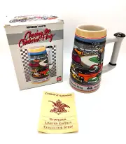 Budweiser Chasing The Checkered Flag LE Beer Stein New In Box Mug 1990