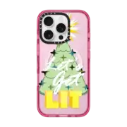iPhone 16 Pro Impact Case MagSafe Compatible LET'S GET LIT Funny Party Cheers Christmas Tree Holiday Season Typography Drinks Festive Xmas Ebi Emporium
