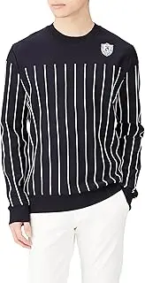 PEARLY GATES(パーリーゲイツ) Parly Gates 053-3270915 Men's Crew Neck Knit (Pinstripe Pattern/PG Logo) / Golf