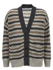 [Brunello Cucinelli] Brunello Cucinelli-Lurex Wool Cardigan Maglioni Multicolor-Donna XXS