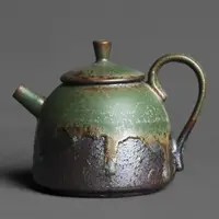 在飛比找蝦皮購物優惠-JJ 200ml日式大茶壺窯變綠手工大容量陶瓷簡約復古風泡茶