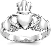 [JewelryWeb] 10k White Gold Polished Irish Claddagh Celtic Trinity Knot Ring Size 7.00 Band Style-Ring for Women