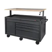 Pinnacle 142cm 56" Black Matte Tool Trolley With Adjustable Height Top