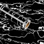 STICKEEP White and Black Marble Contact Paper 17.71" x 315" Countertop Contact Paper Marble Peel and Stick Wallpaper for Kitchen Walls Self Adhesive Shiny Marble Vinyl Wrap for Countertops Waterproof