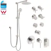 Round 8/10/12'' Rain Shower Head Set Hand Held Rail Arm Mixer Tap Brushed Nickel