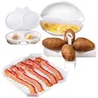 Microwave Cooking Set Baking Plate Egg Steamer Fried Egg Box Potato Rack Tool`-