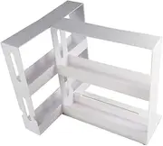 AUSTOCK Slide Out White Swivel Spice Rack Holder Organizer, 28cm x 27cm x 10cm, Holds 20 Bottles, Fits Standard Bottles, No Installation Required, Kitchen Cabinet Space Saver