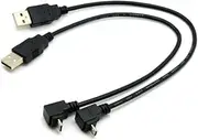 Cablecc 2pcs USB 2.0 Male to Micro USB Up & Down Angled 90 Degree Cable 30cm for Cell Phone Tablet Cablecc
