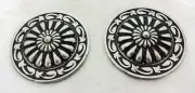 Pair Jeremiah Watt White Bronze Gallup Conchos 2" Screw Back Horse Tack Old West