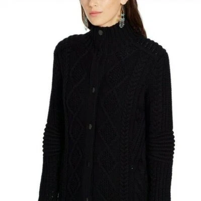 Polo Ralph Lauren Chunky Merino Wool Moto Biker Cable Aran Knit Sweater Cardigan