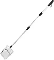 Long Handle Cat Litter Scoop - Non-Stick Metal Litter Scooper for Litter Box, Detachable Fast Sifting Shovel, Chicken Poop Scooper (One size, Black)