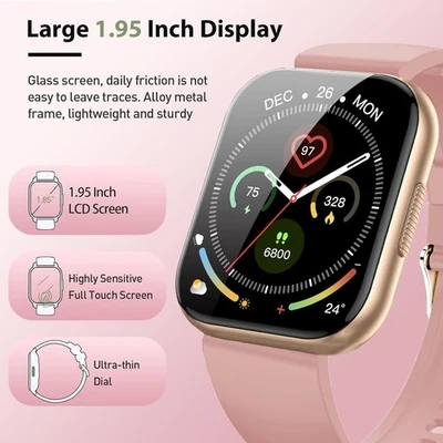 Smart Watch for Women, 1.95" HD Touchscreen Fitness Tracker with Bluetooth Calli