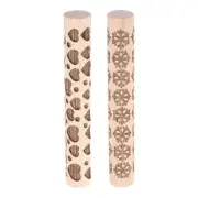 2pcs Wood Roller 10cm Snowflake Heart Pattern Wooden Pottery Tools